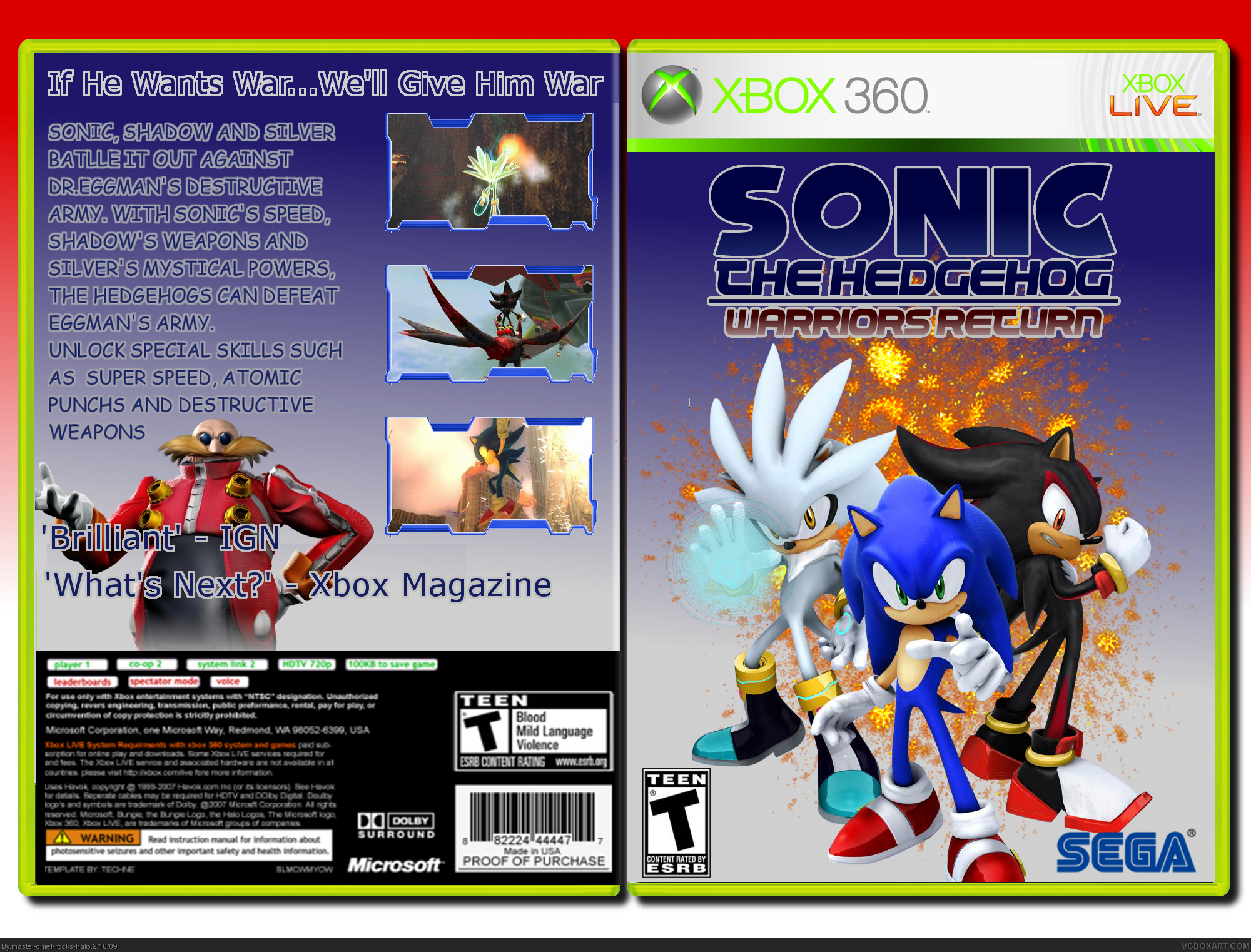 Sonic The Hedgehog: Warriors Return box cover