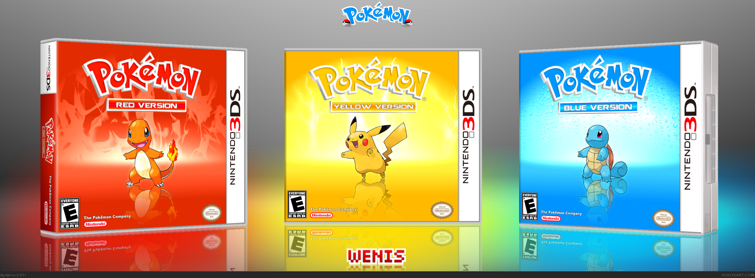 Pokemon Red, Yellow, & Blue box cover