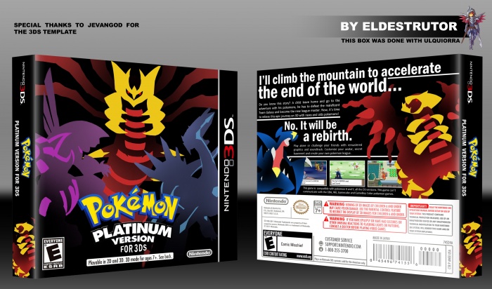 Pokemon Platinum version for 3DS box art cover