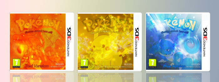 Pokemon Red, Yellow & Blue box art cover