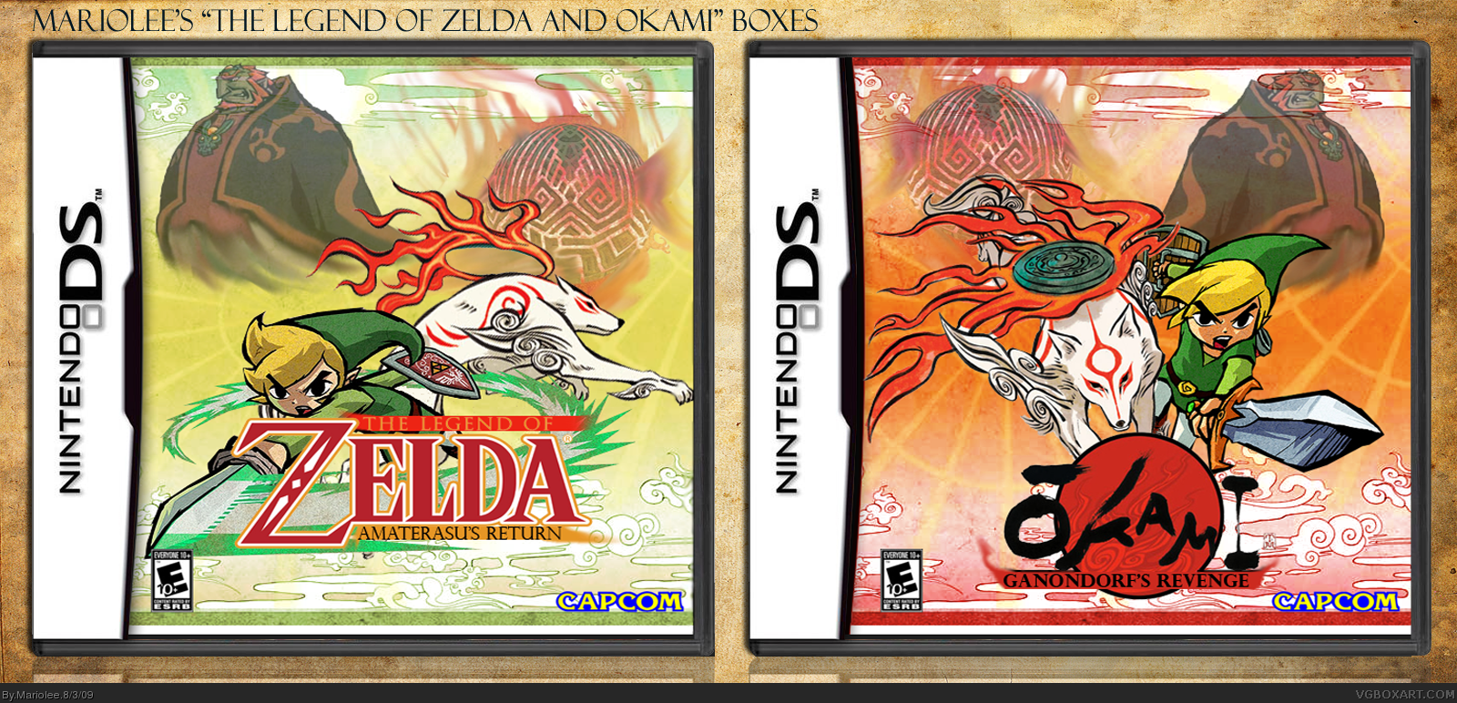 The Legend of Zelda and Okami DS box cover