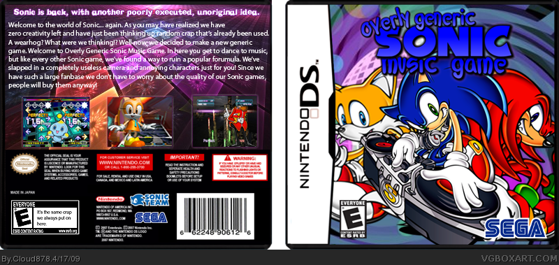 Overly Generic Sonic Music Game box cover