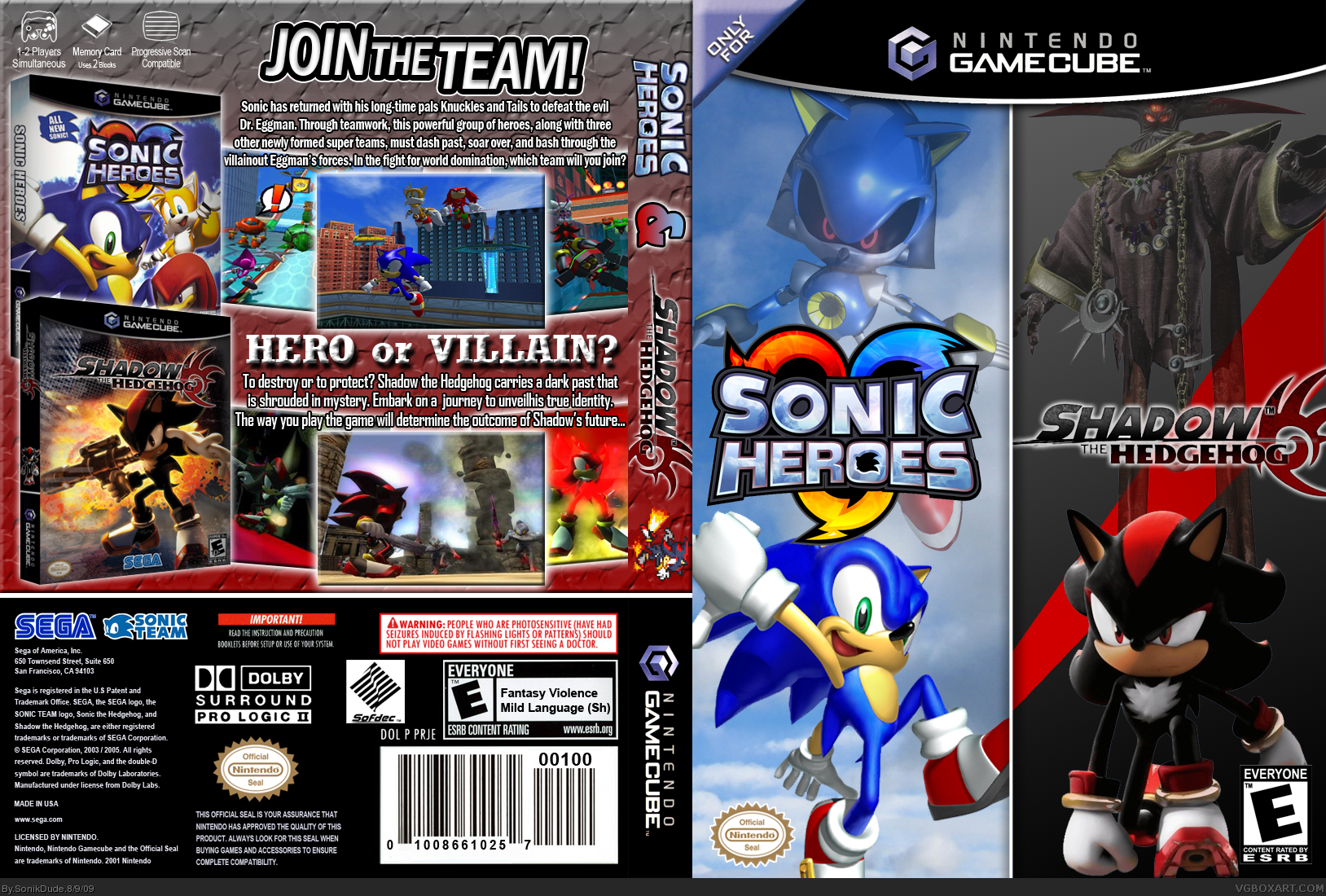 Sonic Heroes & Shadow the Hedgehog box cover