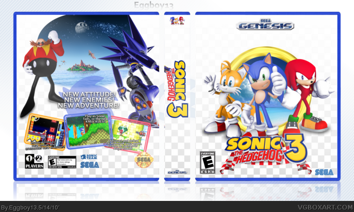 Sonic the Hedgehog 3 Genesis Box Art Cover by Eggboy'13