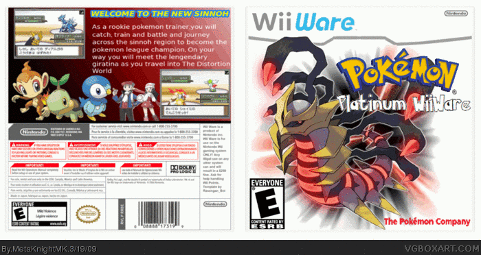 Pokemon Platinum WiiWare box art cover