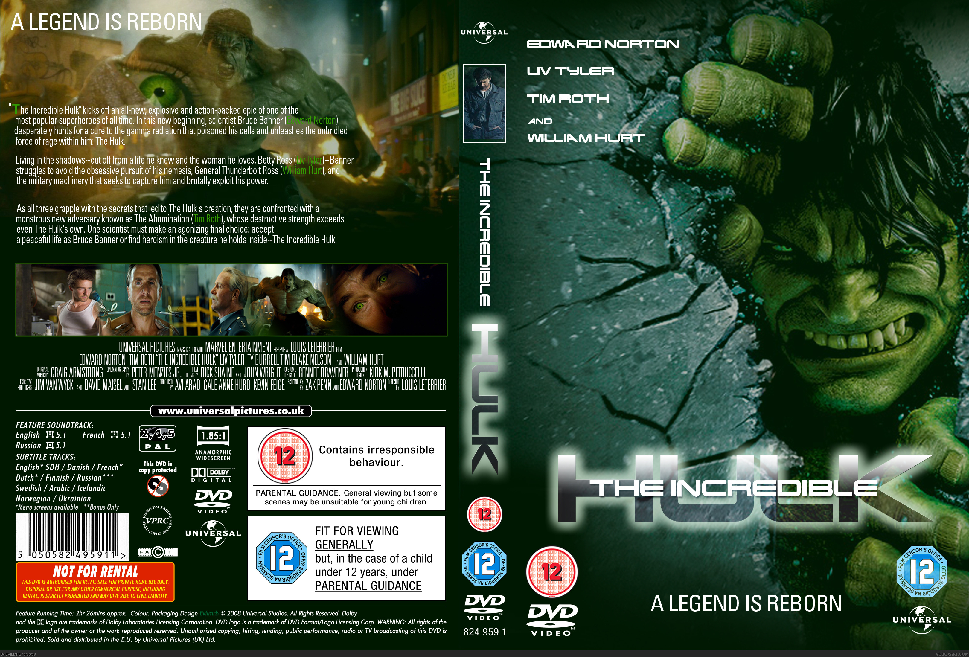 The Incredible Hulk box cover