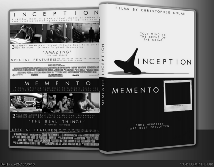Inception / Memento (Double Pack) DVD box art cover