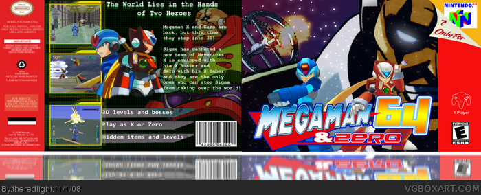 MegaMan 64 -X and Zero box art cover