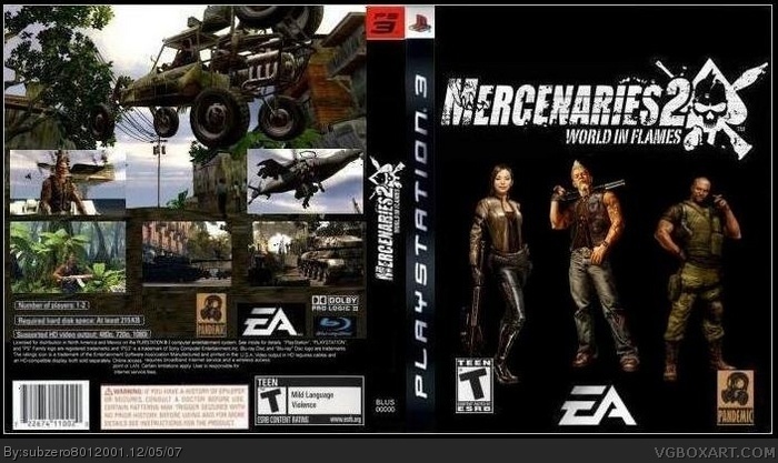 Mercenaries 2 world in flames PS3 box art cover