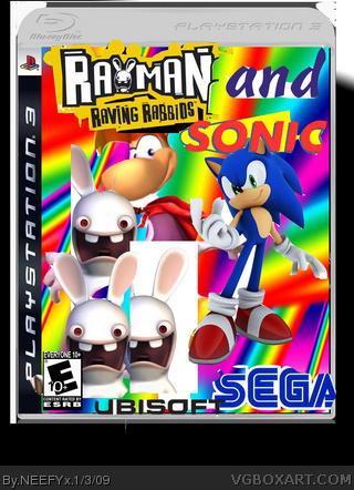 sonic and rayman vs the raving rabbits box art cover