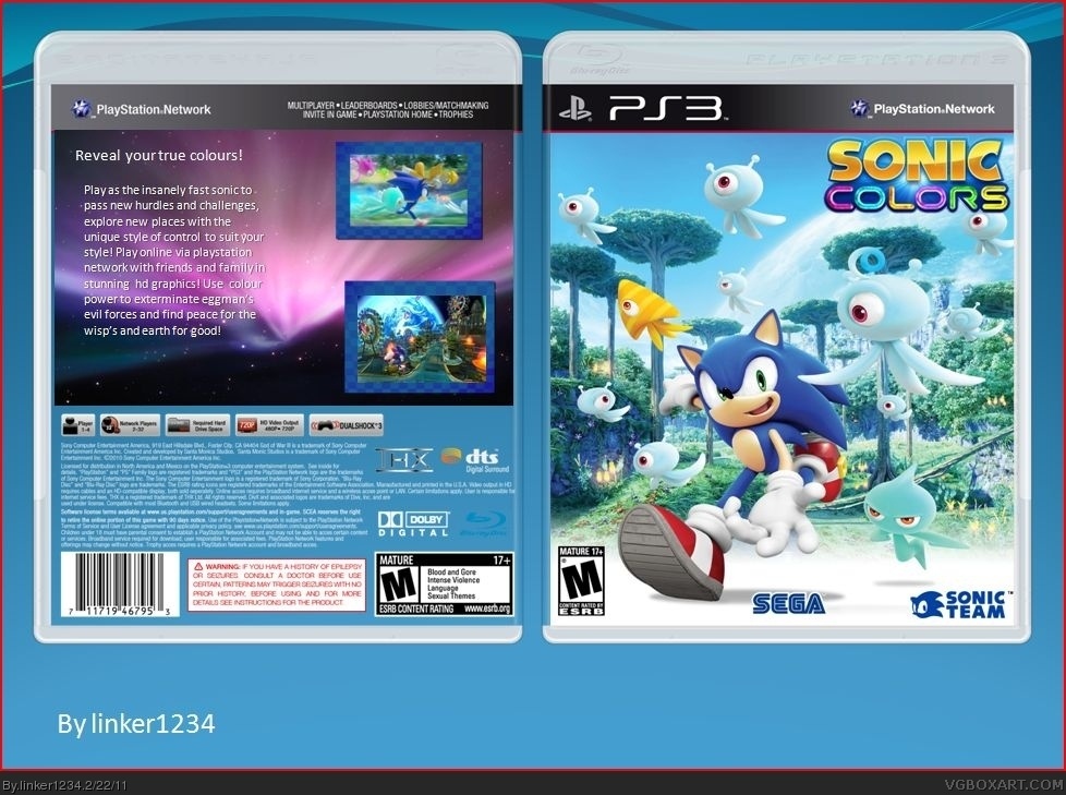 sonic colours (PS3) box cover