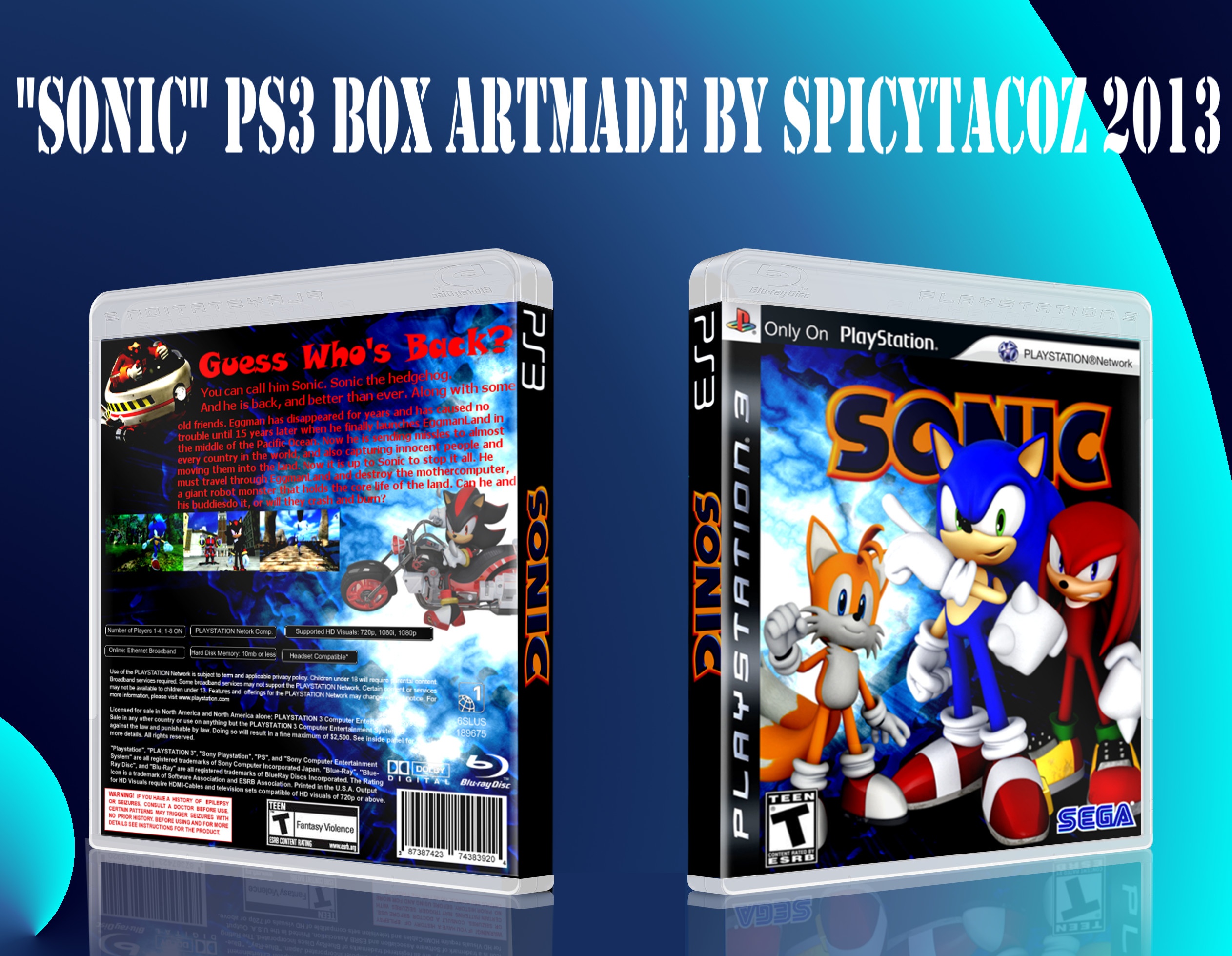 "Sonic" reboot of Sonic 1 (fake game) box cover