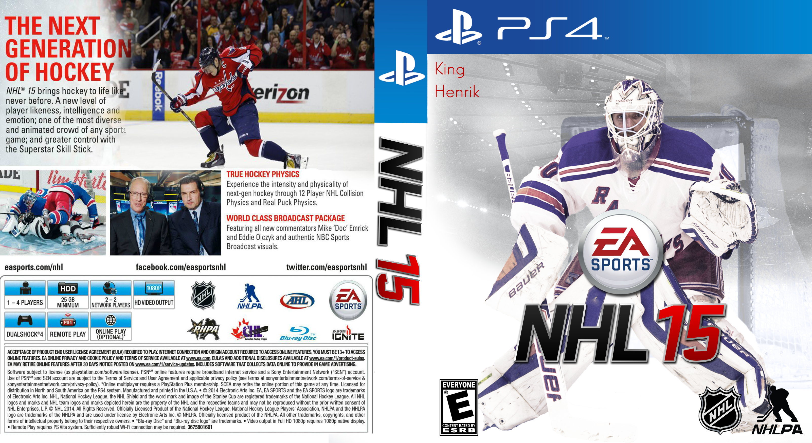 NHL 15 (Henrik Lundvist) box cover