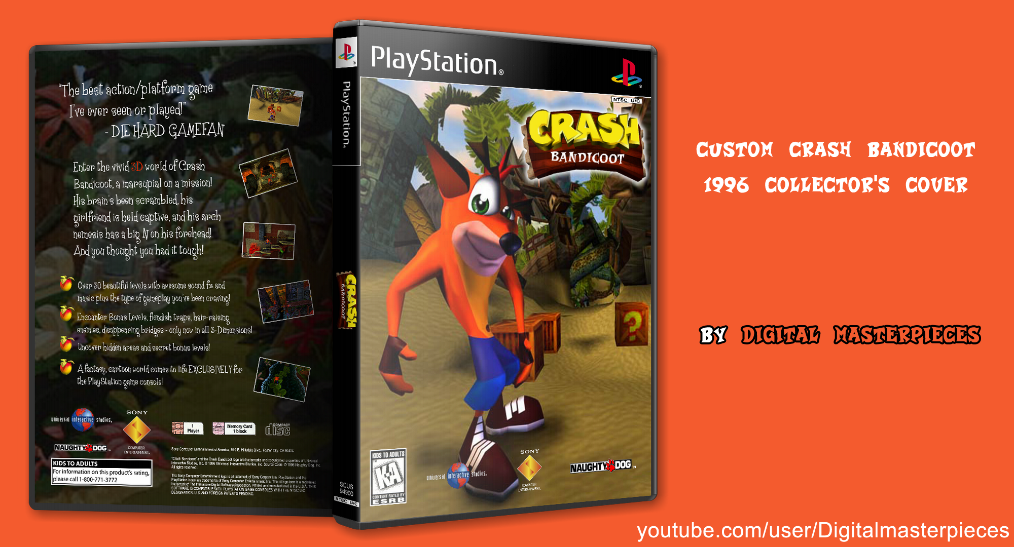 Custom Crash Bandicoot PS1 Cover box cover