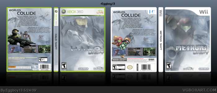 Metroid Shift (Wii) -- Halo Shift (360) box art cover