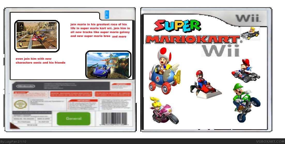 Super Mario kart WII box cover