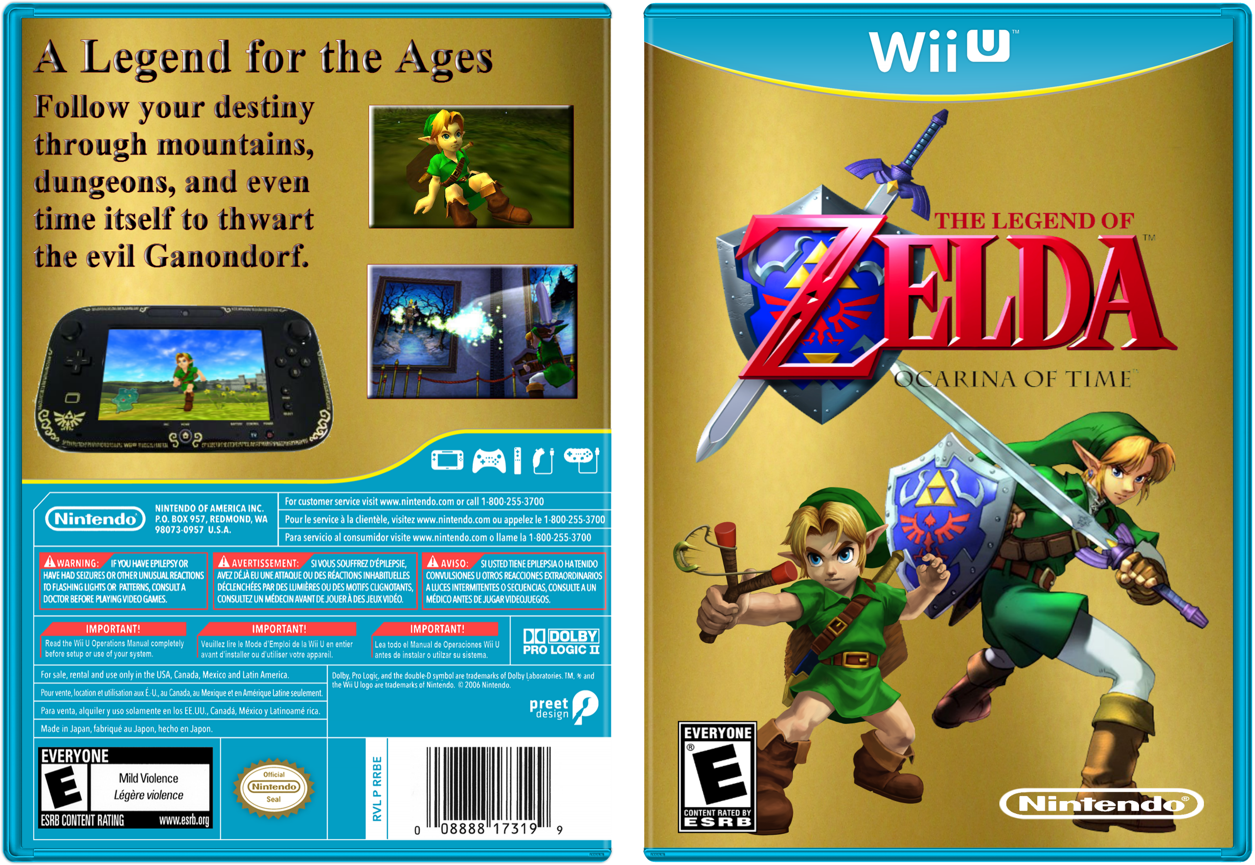 The Legend of Zelda: Ocarina of Time Wii U box cover