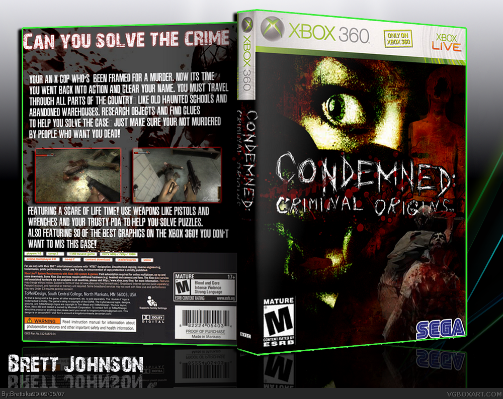 Condemned: Criminal Origins box cover