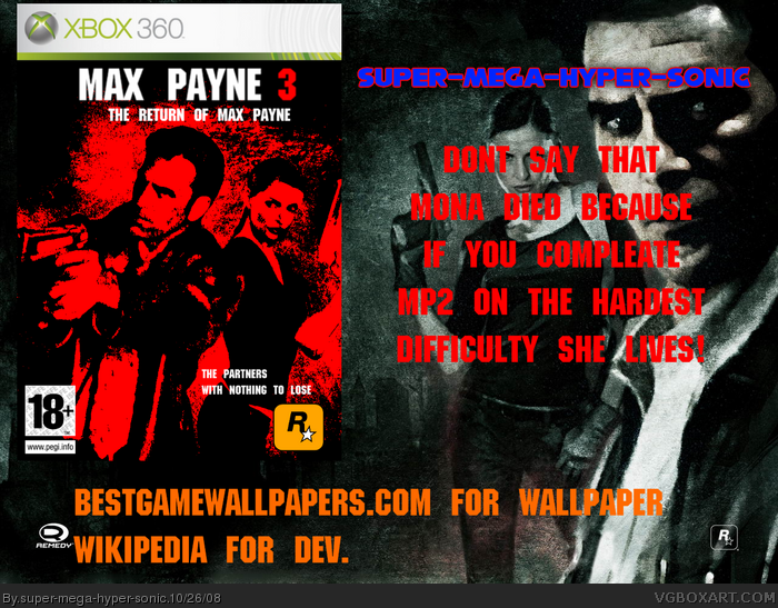 Max Payne 3: The Return of Max Payne box art cover