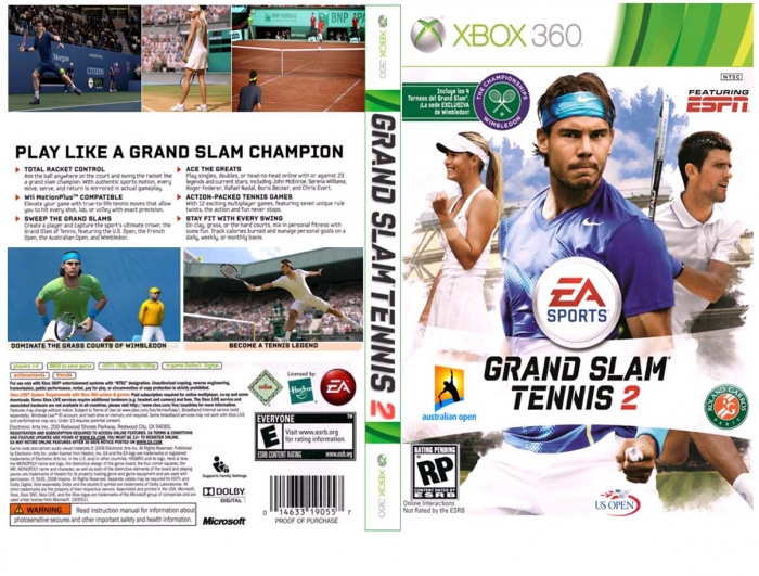 Grand Slam Tennis 2 box art cover