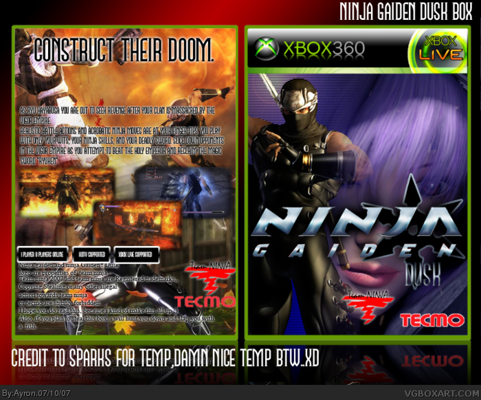 Ninja Gaiden: Dusk box art cover