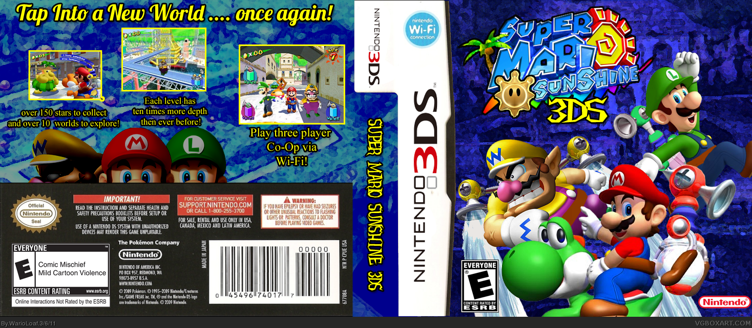 Super Mario Sunshine 3DS box cover