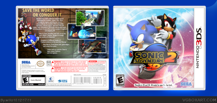 Sonic Adventure 2 3D box art cover