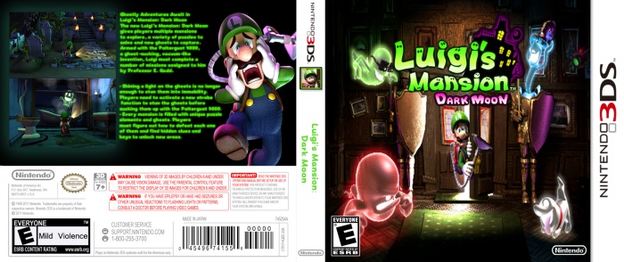 Lugi's Mansion Dark Moon box art cover