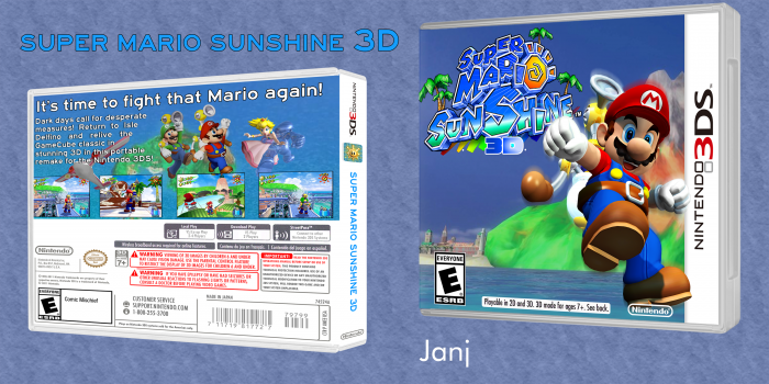 Super Mario Sunshine 3D box art cover
