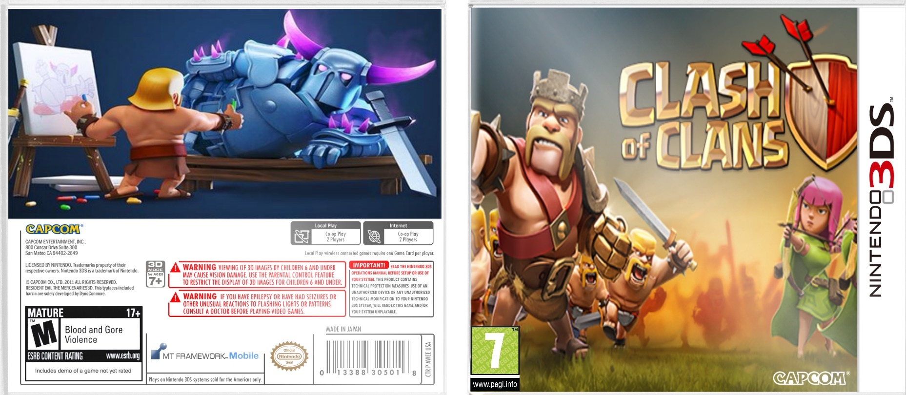 Clash of clan Nintendo 3DS box cover