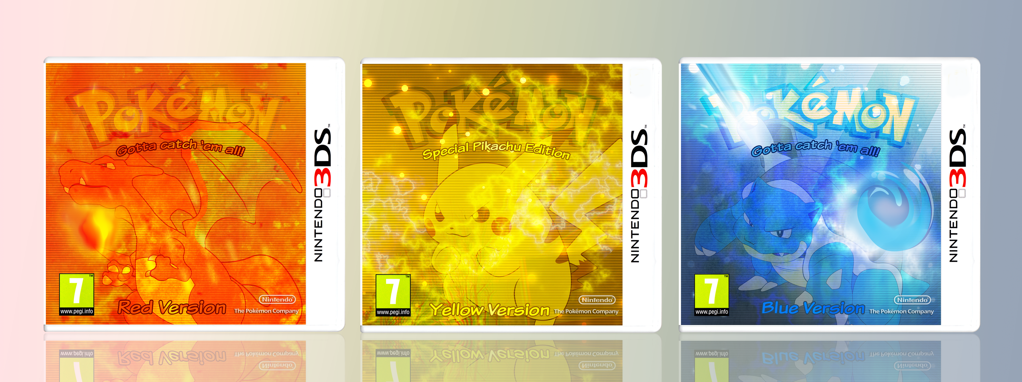 Pokemon Red, Yellow & Blue box cover