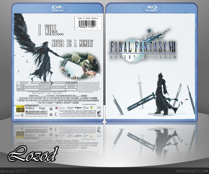Final Fantasy VII Advent Children (Blu-ray film) box art cover