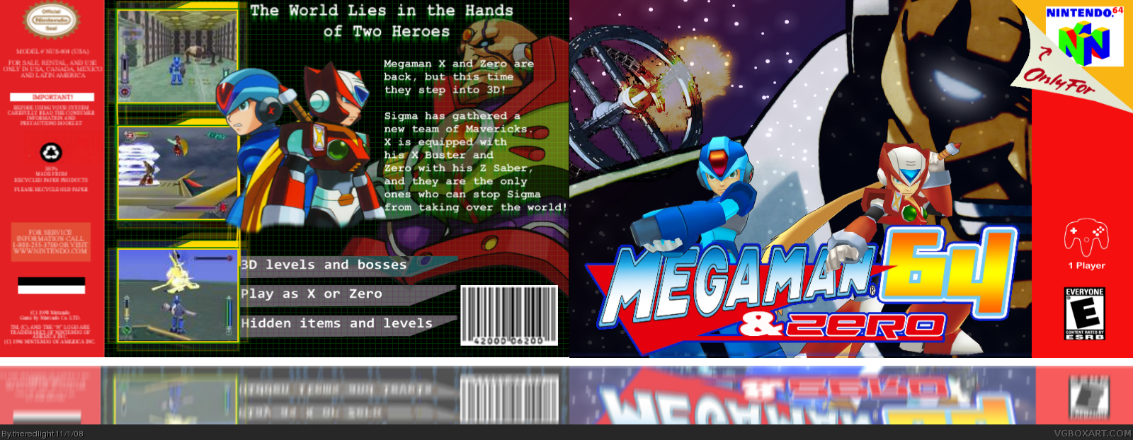 MegaMan 64 -X and Zero box cover