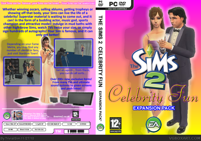 The Sims 2 Celebrity Fun box art cover