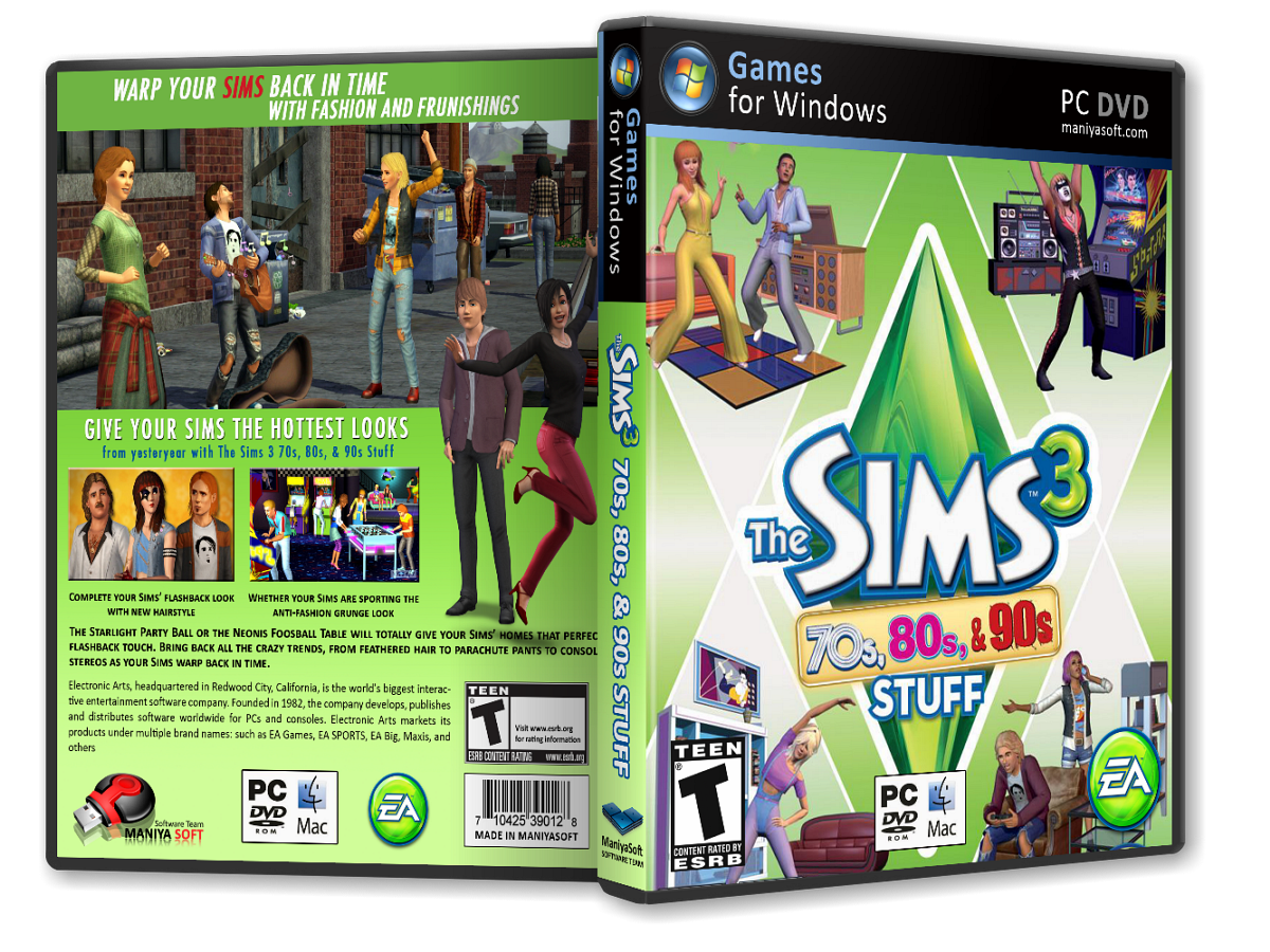 The Sims 3: 70s, 80s, & 90s box cover