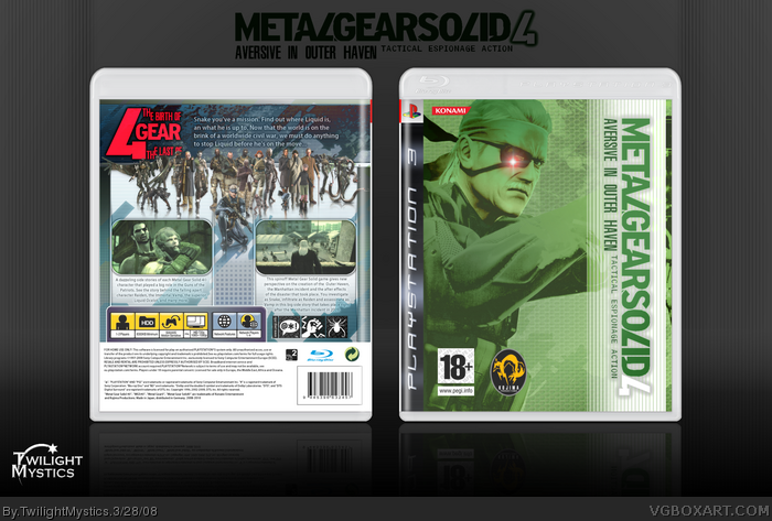 Metal Gear Solid 4: Aversive In Outer Haven box art cover