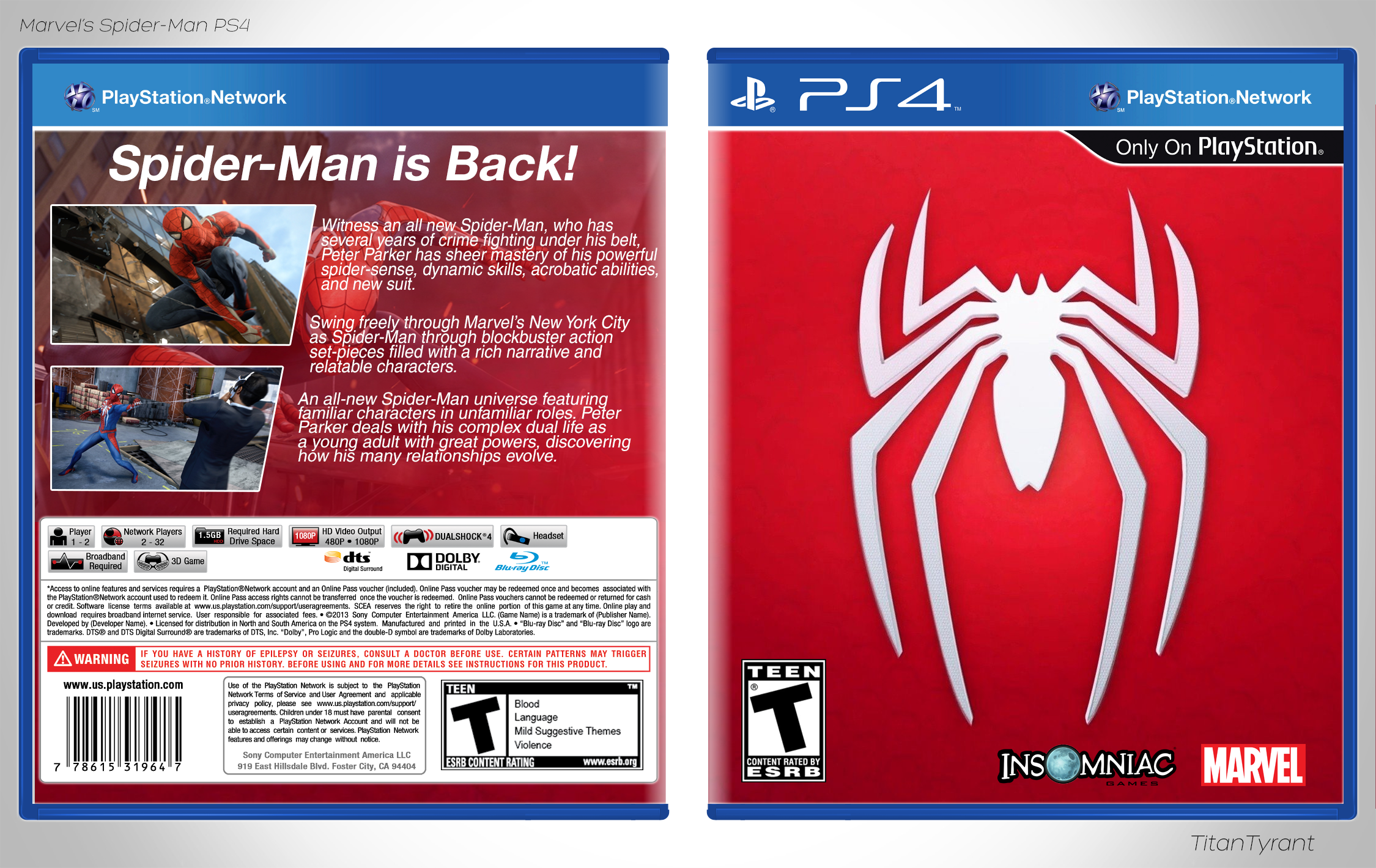 Spider-Man: PS4 (box art) box cover
