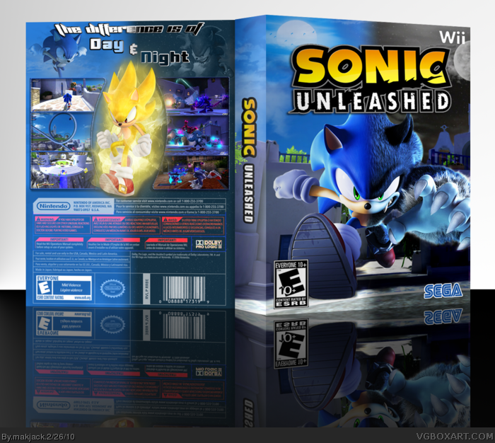 Sonic Unleashed Wii Box Art Cover by makjack
